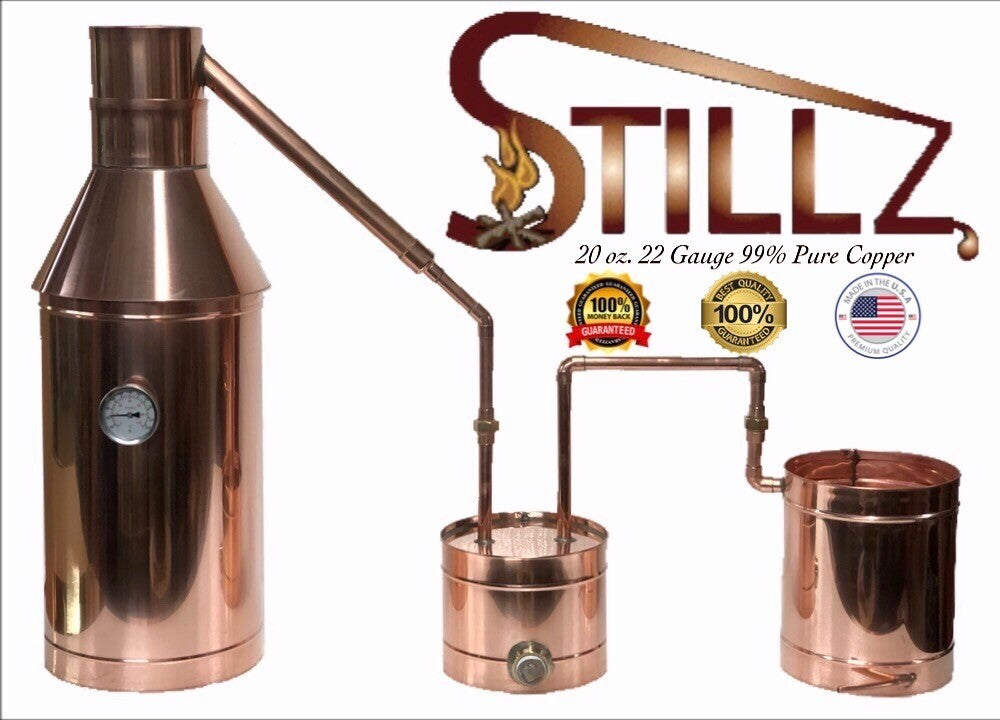 StillZ 6 Gallon Copper Moonshine Still+Thumper+Worm-Heavy 20oz Copper -Whiskey